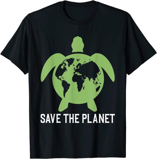 Save The Planet Earth Day Environment Turtle Recycle Ocean T-Shirt