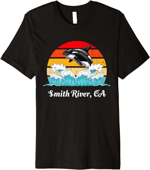 Vintage Smith River CA Distressed Orca Killer Whale Art Premium T-Shirt