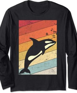 Orca, Retro Killer Whale Long Sleeve T-Shirt