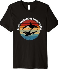 Retro Vintage Orca Family, I Like Orcas More Than People. Premium T-Shirt